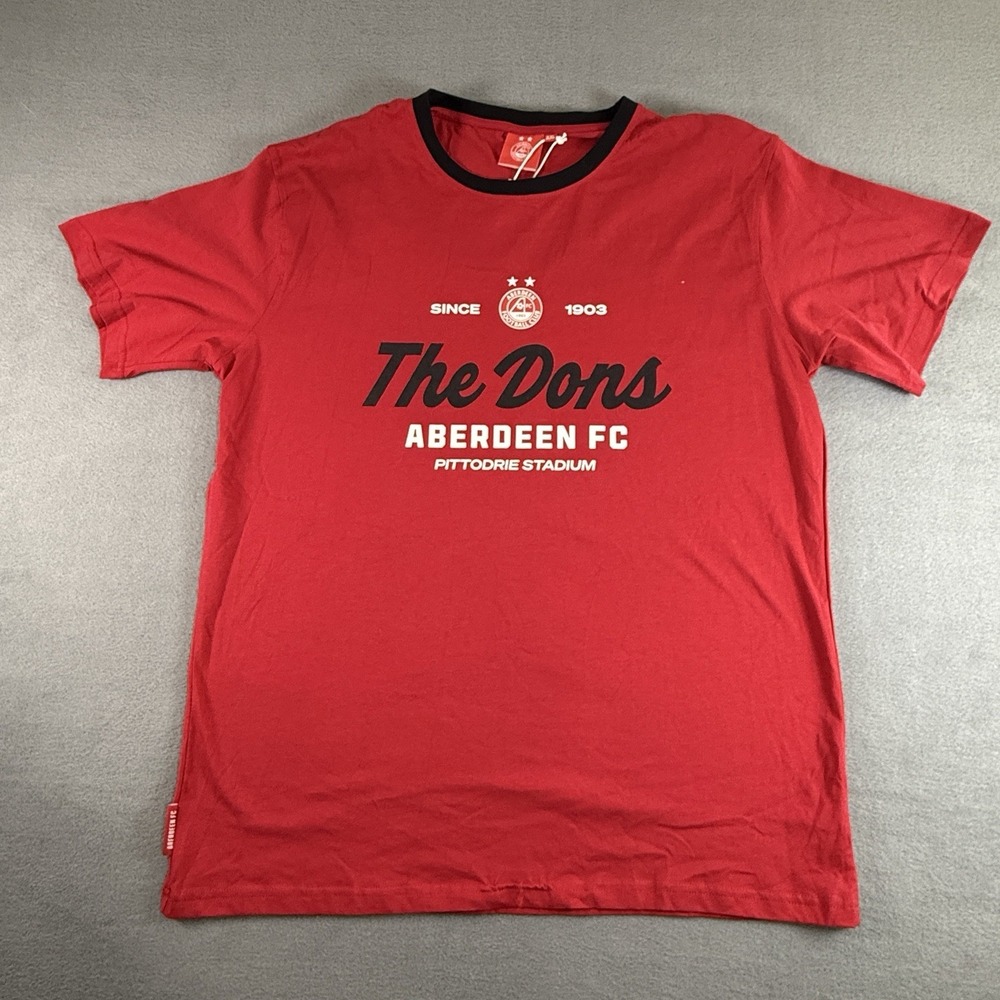 ABERDEEN FC Soccer football T-Shirt AFC SINCE 1903 ADULT TEE‎ 2XL Red Ringer